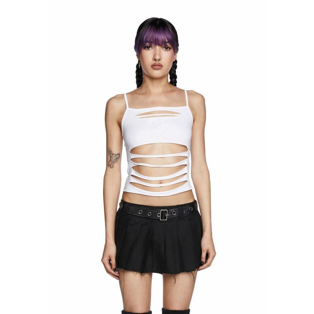 Current Mood Slashed Cutout Cropped Tank - Picture 2 of 6